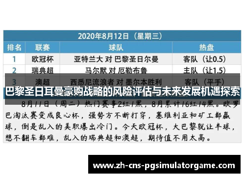 巴黎圣日耳曼豪购战略的风险评估与未来发展机遇探索